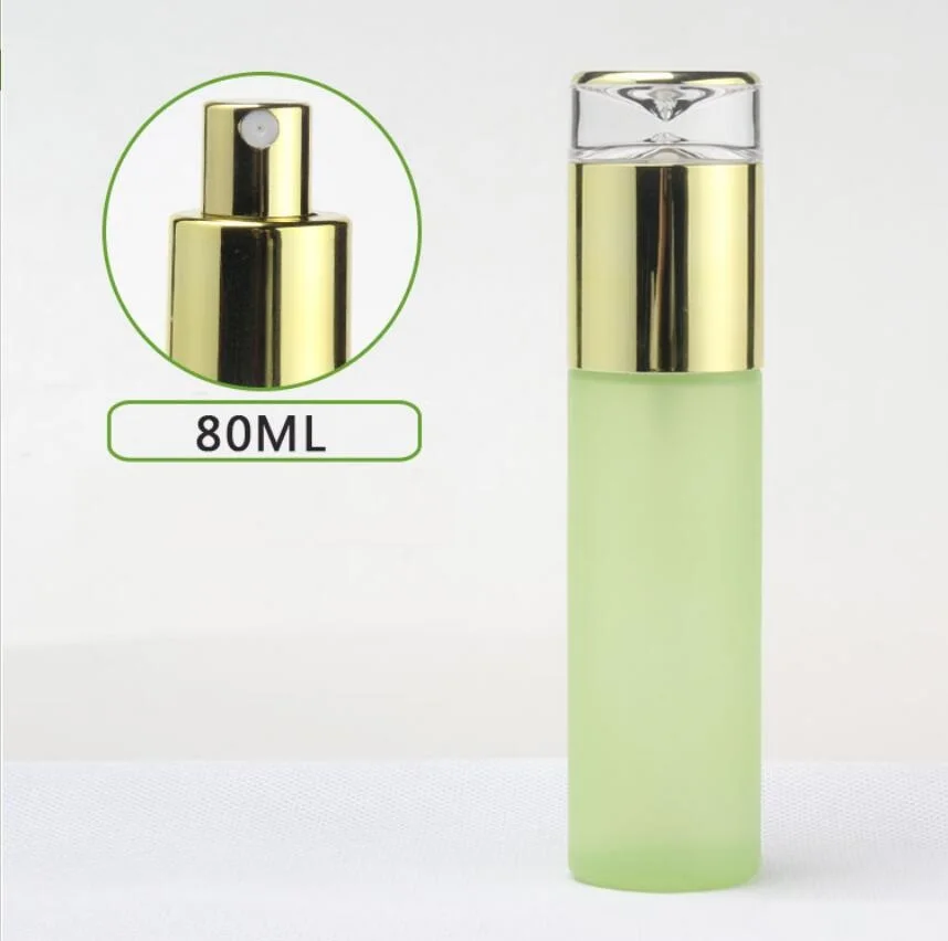 Butelka szklana matowa/zielona/niebieska 80ml z złotą pompką do serum/balsamu/emulsji/podkładu/gelu tonika nawilżającego kosmetyków do skóry