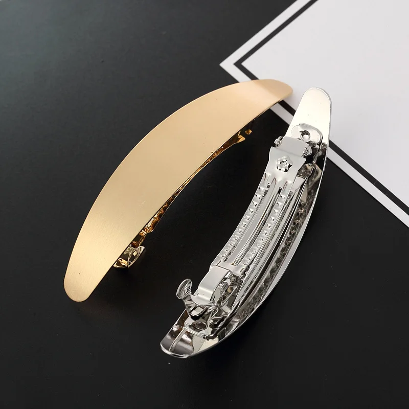 

2pcs/bag Simple Oval Barrettes Gold Silver Metal Spring Hair Clips French Style Hairpins for Women Decorative Hair Accessories