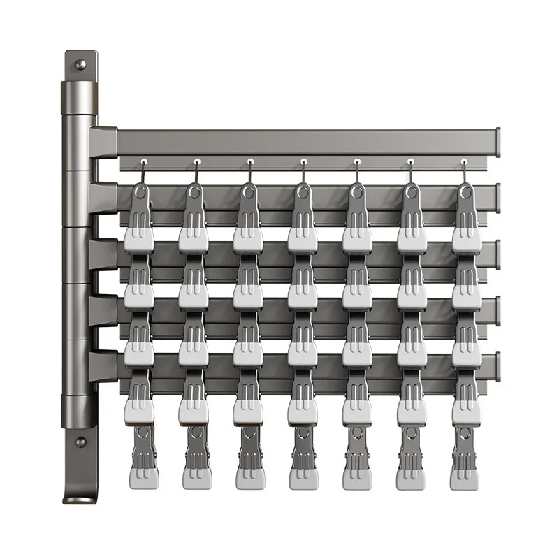 Socks drying rack punching-free multi-clip folding rotating balcony household underwear multi-functional drying rack artifact