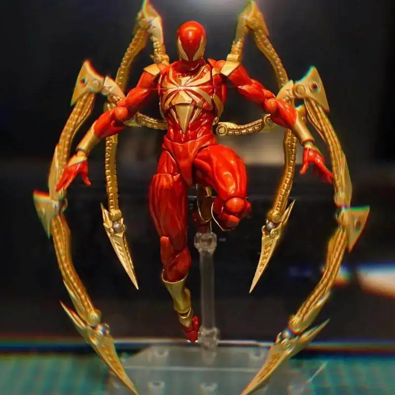 

Iron Spider Amazing Yamaguchi Spider Man Peter Parker Black Red Kaiyodo Action Figure Statue Model Collectible Fans For Toy Gift
