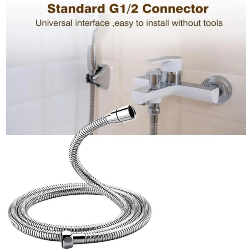 

1/2 In 1.5m Shower Hose Made of Stainless Steele For Bathroom Accessories, Anti-Kink Anti-Explosion Leak Proof Hot And Cold Hose