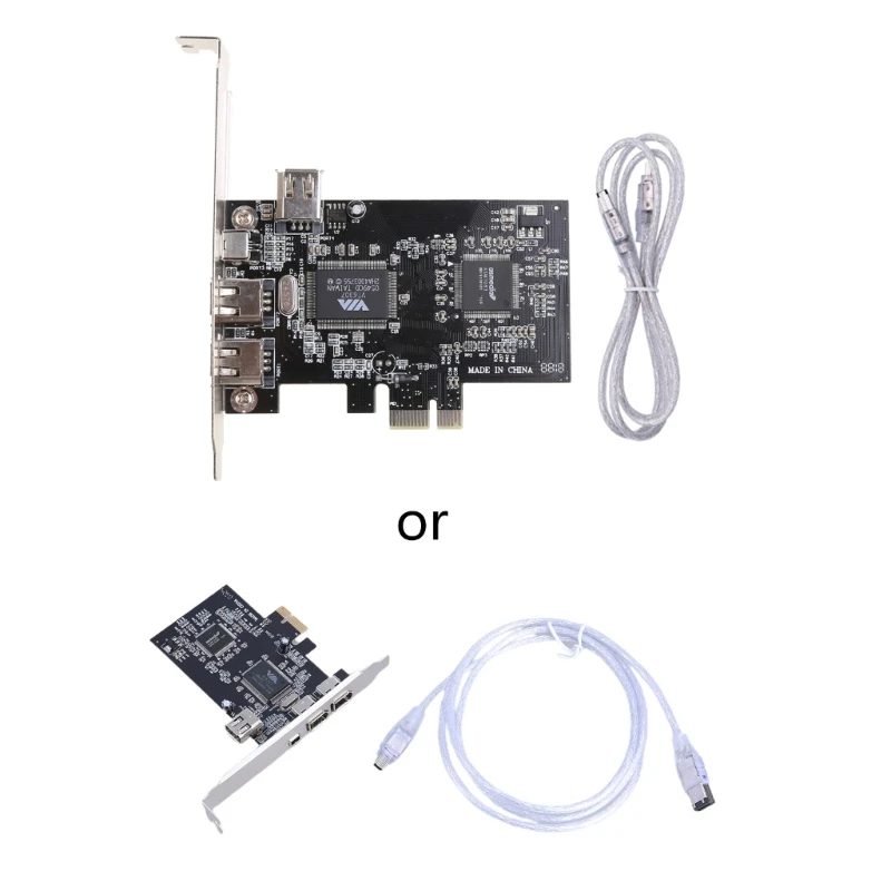 DN59 VT6308P Pcie Video Capture Firewire Card 3x 1394A /+4Pin High Transmission Rate Low Power Consumption Plug for Play