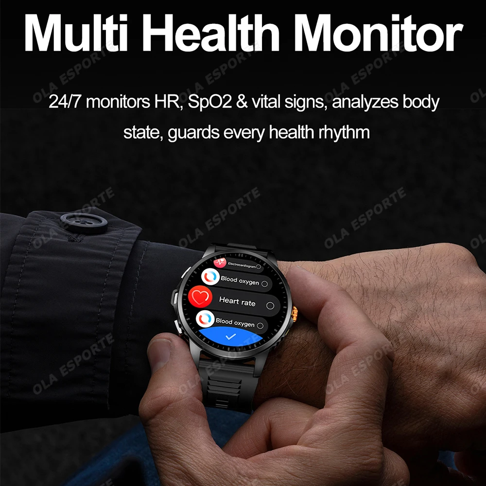 Смарт-часы для занятий спортом на открытом воздухе, 1,5-дюймовый AMOLED-экран, светодиодный фонарик, компас, несколько спортивных режимов, мониторинг здоровья, умные часы с вызовом BT