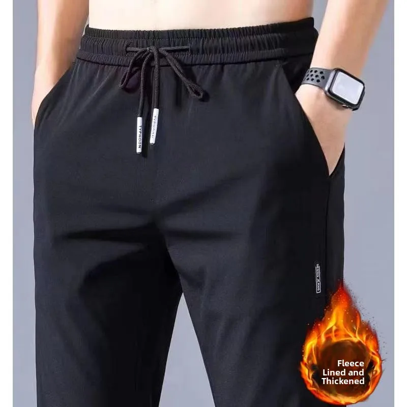 

Men's Fce Lined Casual Sports Pants Loose Fit Straight Leg Warm Winter Trousers for Autumn Workwear Youth ular Sle