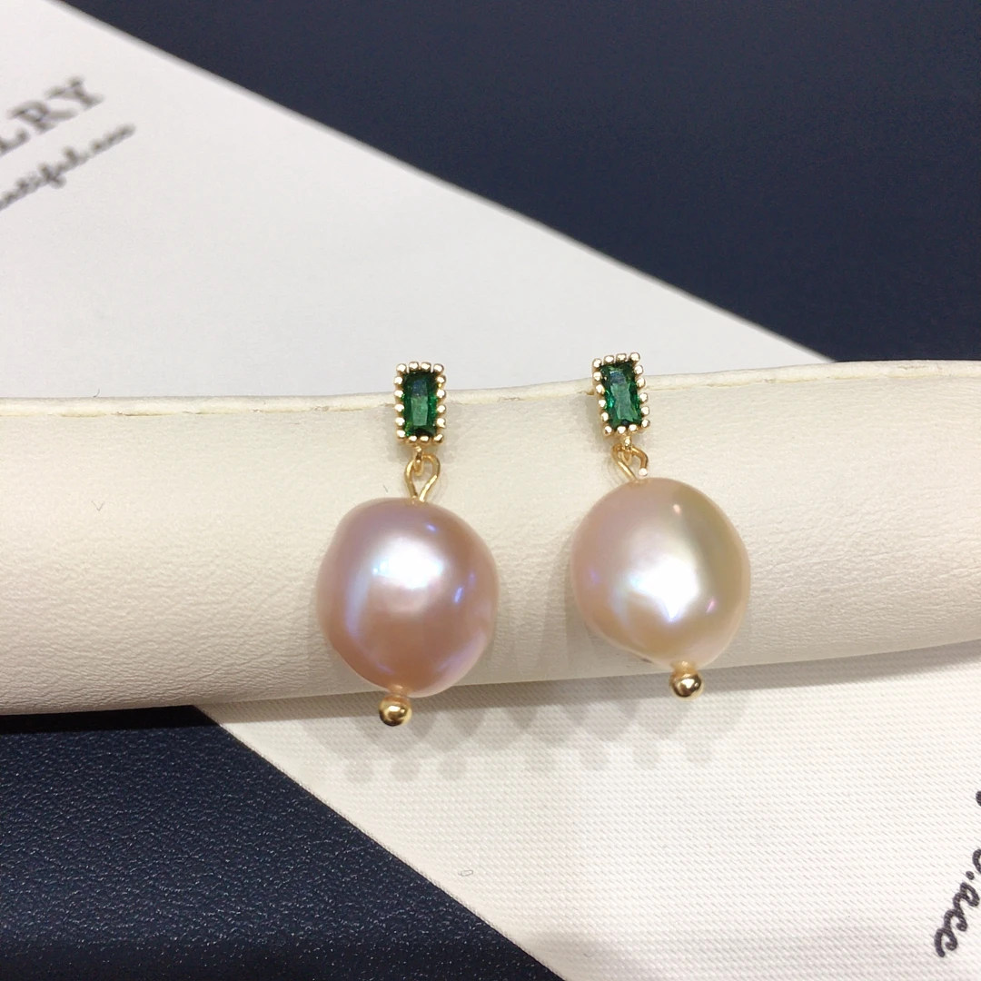 

ZHBORUINI Beccarite Retro Freshwater Pearl Baroque Earrings Premium Jewelry lavender Temperament Minimalist Elegant Gift