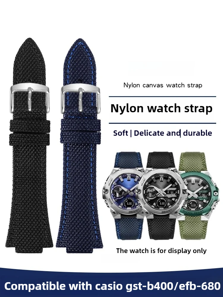 مناسبة لحزام ساعة كاسيو GST-B400 EFB-680 حزام ساعة قماش نايلون لتسلق الجبال #2