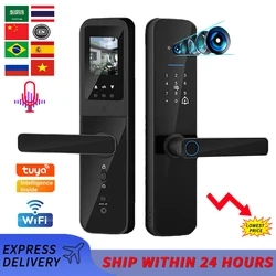 PHIPULO Tuya Wifi Digital Electronic Smart Door Lock With Biometric Camera Fingerprint Smart Card Password Key Unlock