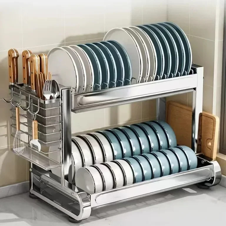 Kitchen stainless steel dish Multi story kitchen storage organizer Table drain bowl dish drying rack