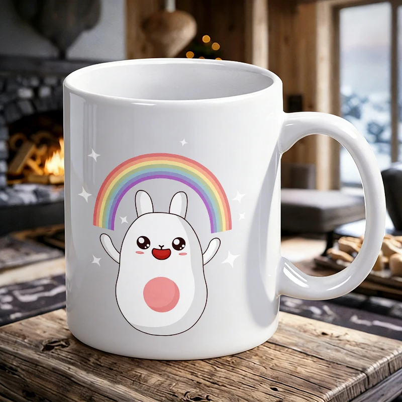 

1PCS Cute Rainbow Bunny Ceramic Cup, Coffee Cup, Milk Cup, Office Tea Cup, Drinking Cup, Non-fading, Gift for Friends