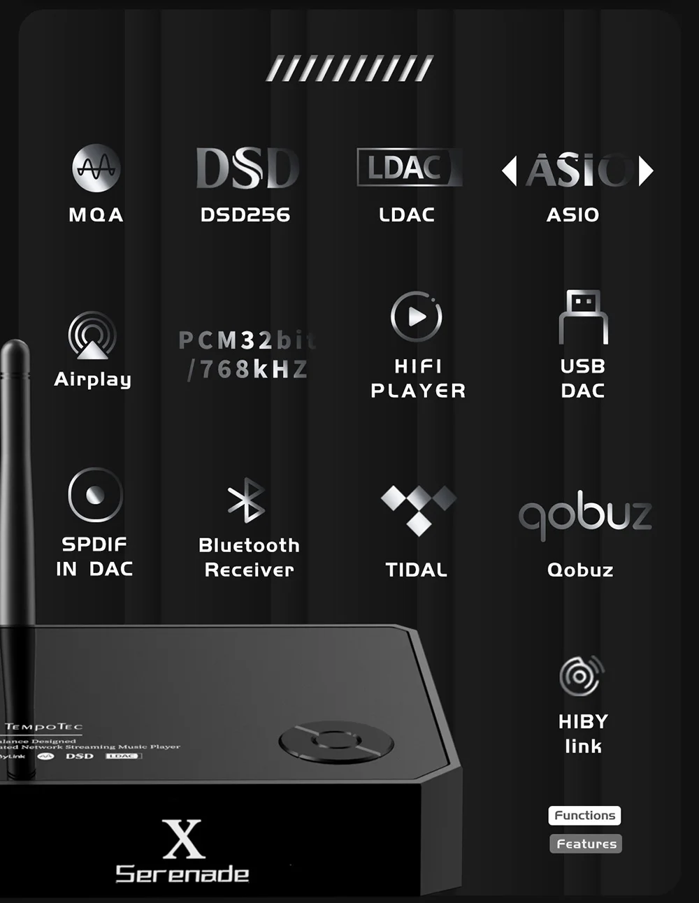 Imagem -04 - Desktop Tempotec Hifi Player Área de Trabalho Dap Usb Dac Streamer de Rede Dsd256 Mqa 16x Tidal Airplay Spdif Bluetooth