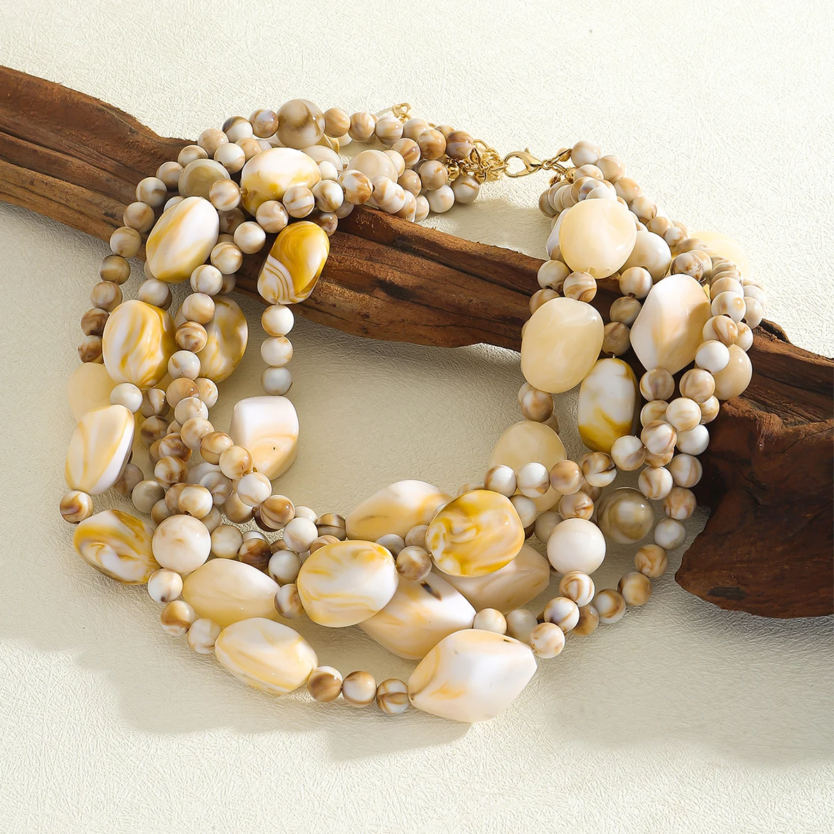 Bohemia Multilayer Colorful Beaded Charm Necklace For Women,Handmade Statement Clavicle Chain,Elegant Resin Beads Neck Jewelry