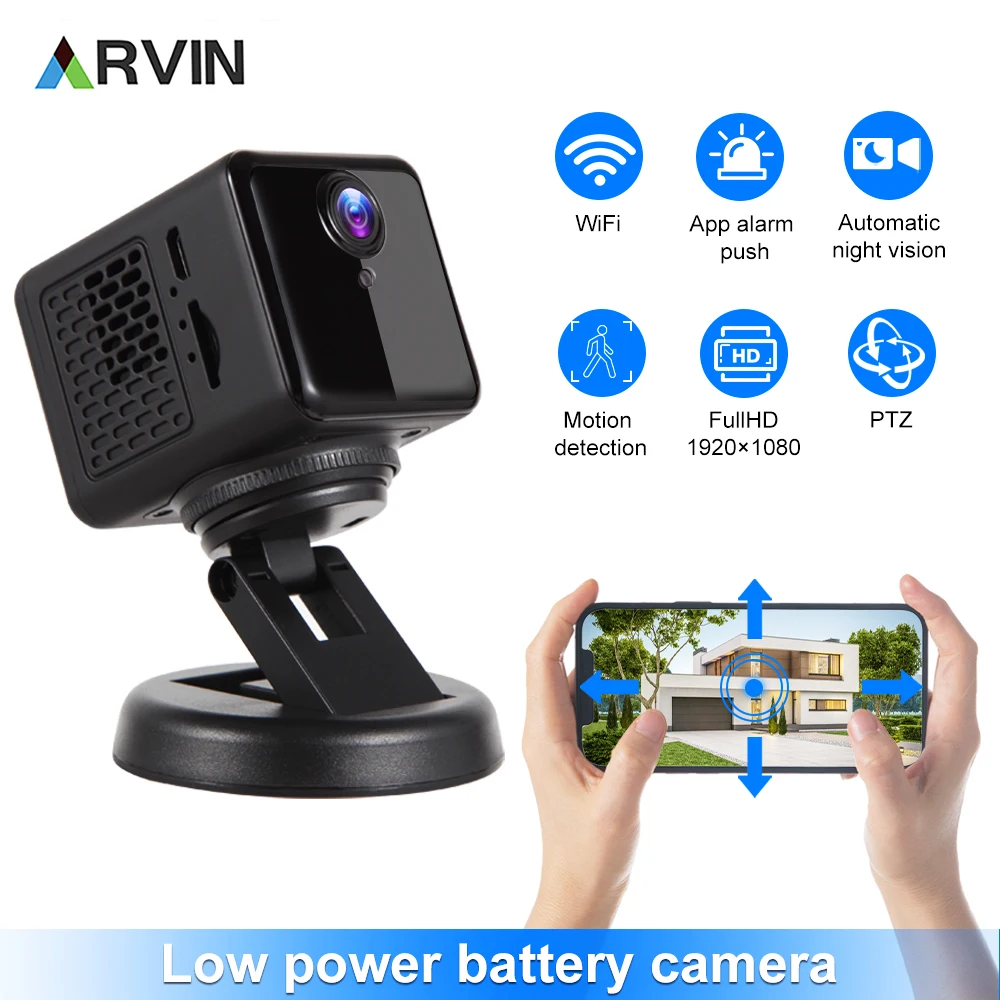 arvin mini camera de visao remota hd 1080p visao nocturna interior angulo 150 wifi suporte cam modo de menor energia novo 01