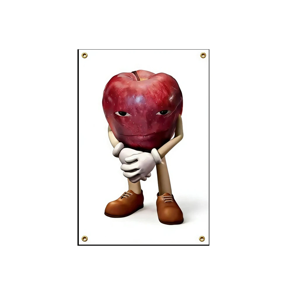 

Funny Me Apple Meme Flag Tapestry 2x3ft 3x5ft Cute Sad Apple Meme Wall Hanging Decor for Bedroom Dorm Room Teens Gift