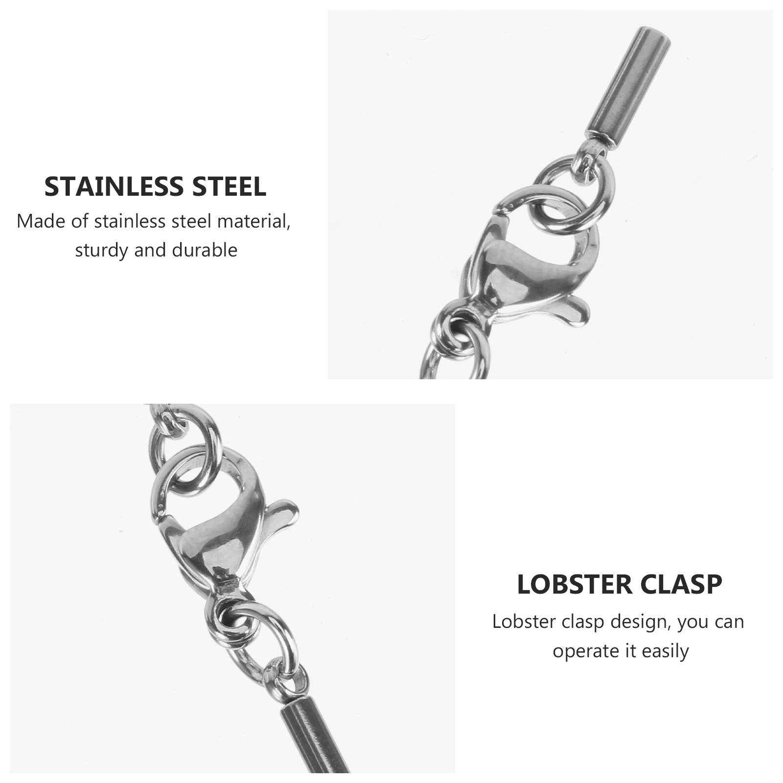 

20 PCS Necklace Layering Clasps Cord Buckle Jewelry Fastener Rope Silver
