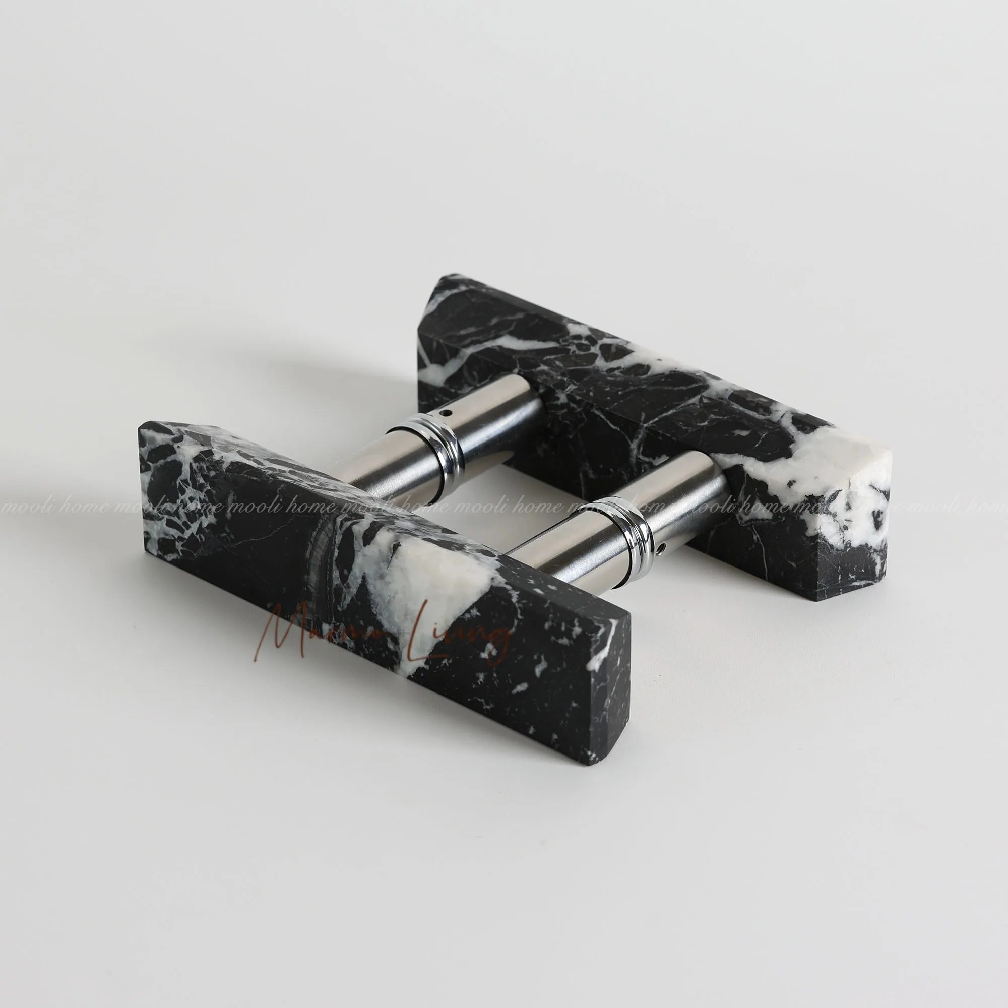 Calacatta Black Stone Pull Natural Marble Door Handle Light Luxury Furniture Cabinet Handle Glass Door Handle Wardrobe Drawer
