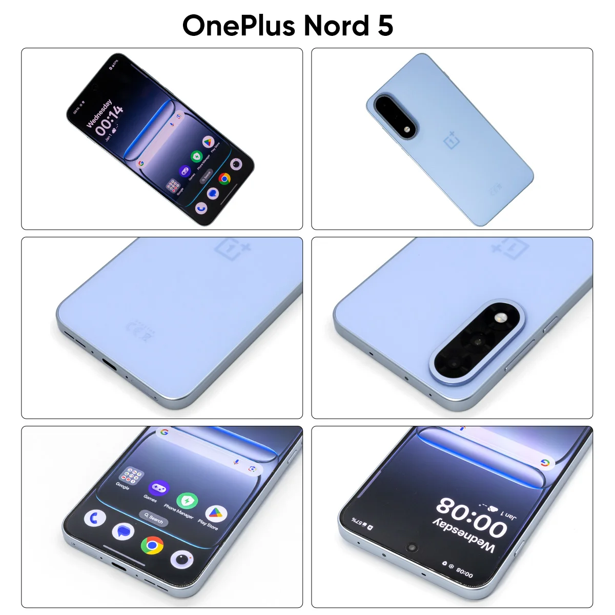 Teléfono Inteligente OnePlus Nord 5 5G Snapdragon 8s Gen 3 Pantalla AMOLED de 6.83” 144 Hz 5200mAh Carga SUPERVOOC de 80W Cámaras Duales de 50MP 7