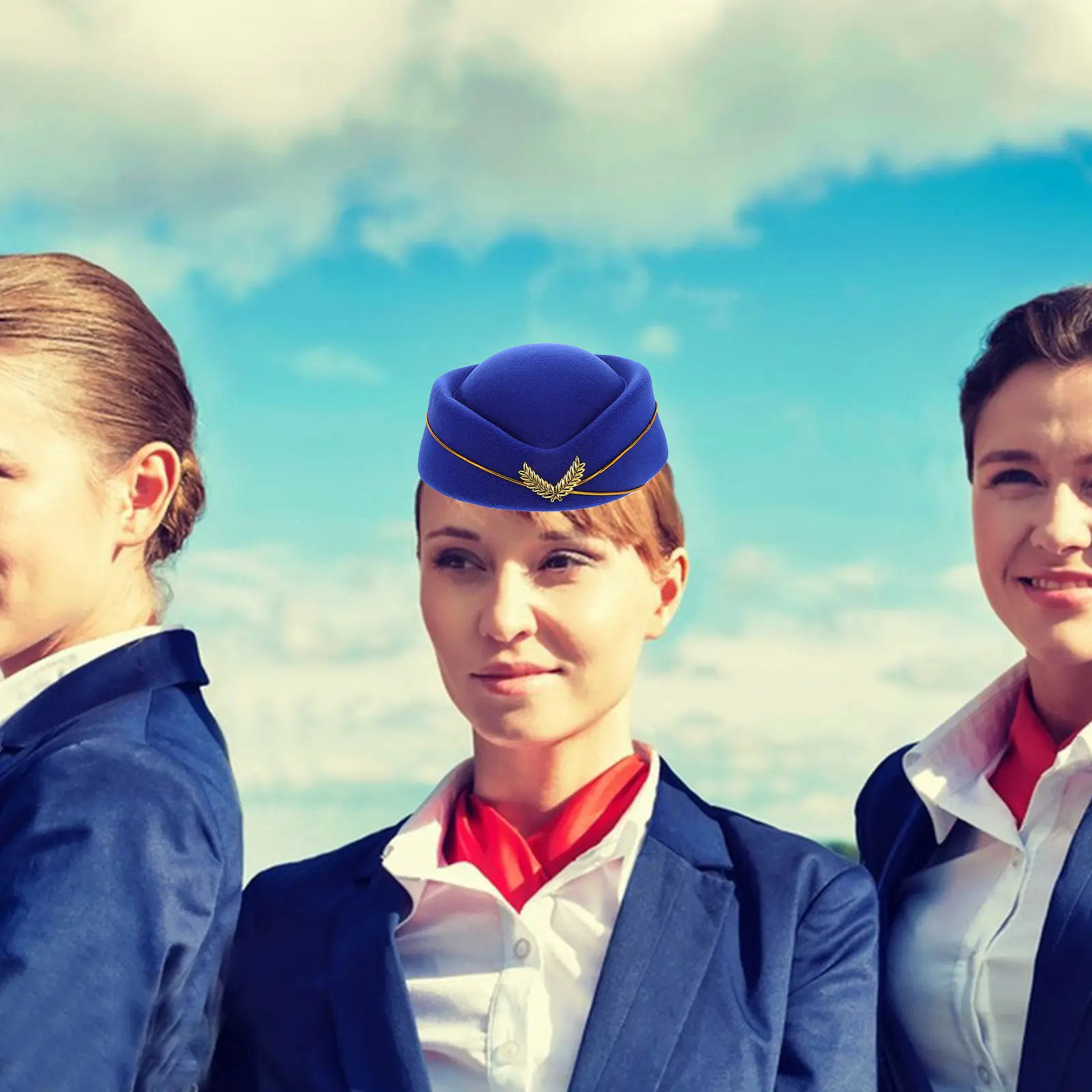 Faux Wool Stewardess Hat Women's Beret Cap Airline Uniform Costume Cosplay Flight Attendant Accessory Stage Performance Party