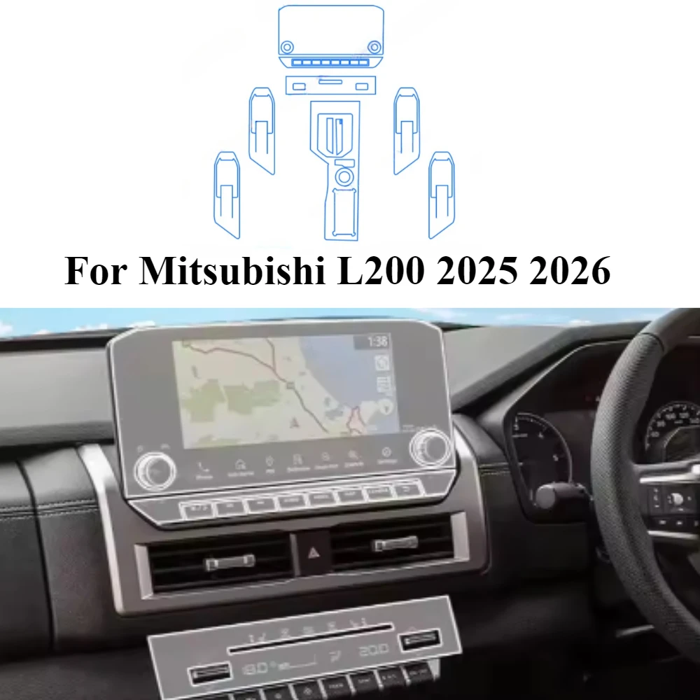 Para Mitsubishi L200 2025 2026 accesorios película interior transparente TPU Panel de engranaje consola central de navegación GPS protección PPF