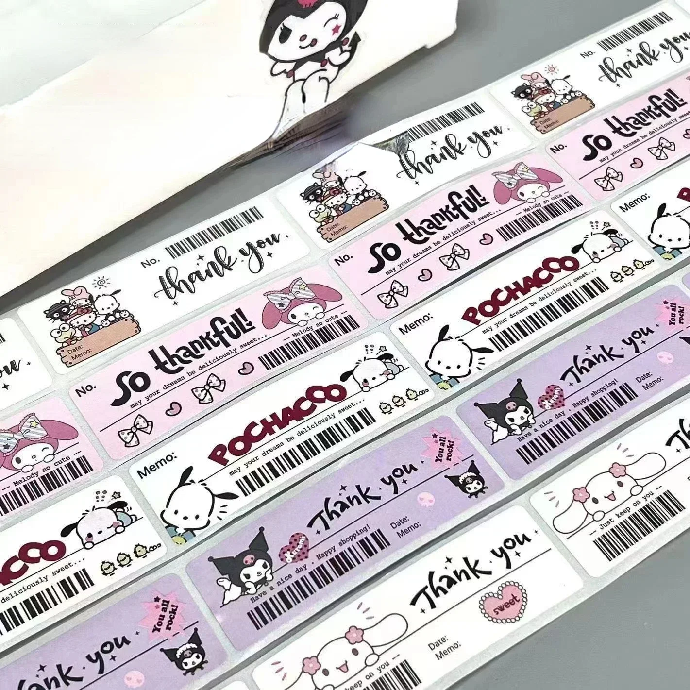 120Pcs/Roll Sanrio Stationery Stickers My Melody Cinnamoroll Cartoon Sealing Stickers Simple High-Looking Labels Anime Ins Style