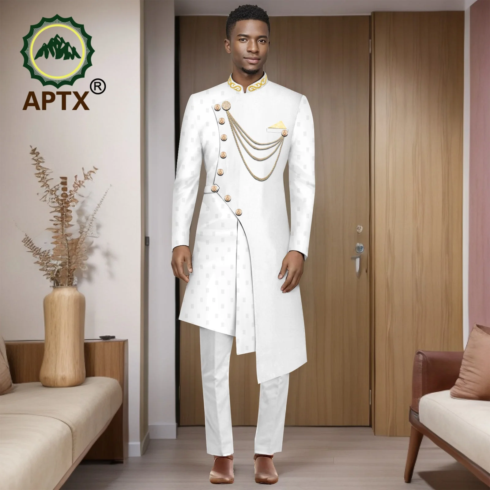 African Suits for Men 2025 Fashion New Two-piece (top + Pants) Men's Set Dashiki Outfits Party Wedding Guy Mens Clothes 2516001