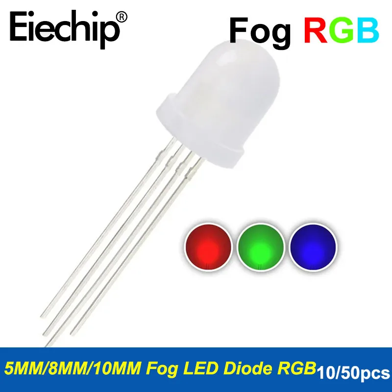 10/50PCS RGB LED Diode 5mm 8mm 10mm Fog Lights Common Cathode 4Pin Light Emitting Diodes Bright Bulb Lamps Electronic Kit