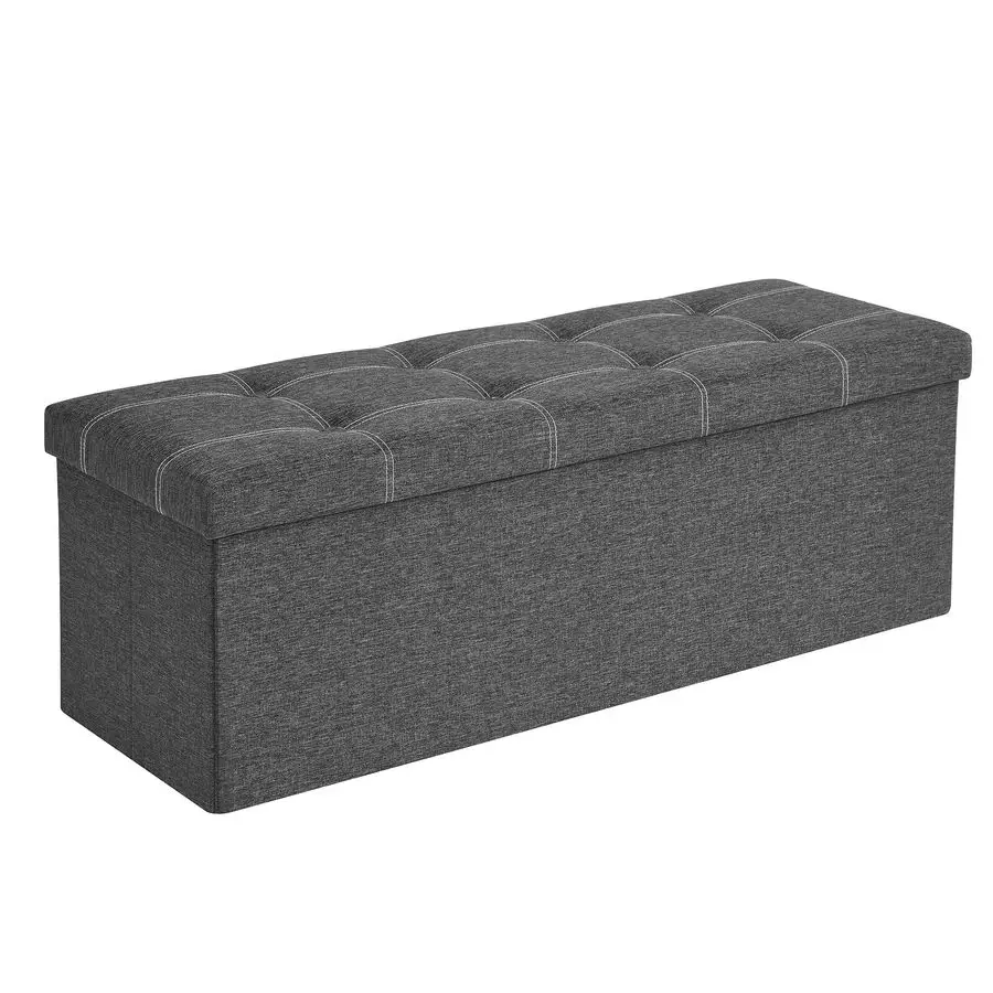 Mazie Collection 43 Inches Ottoman Storage Bench, 35 Gal. Folding Chest with Breathable LinenLook Fabric, Load up to 660 lb, for
