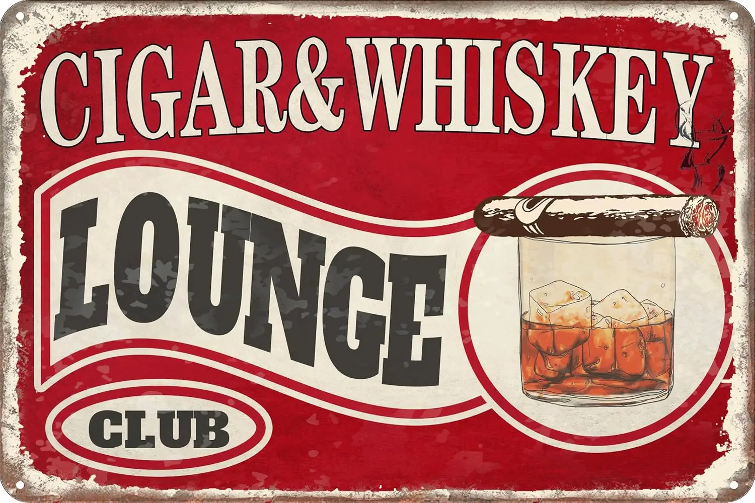 Funny Tin Sign Cigar & Whiskey Lounge Metal Tin Sign Vintage Home Kitchen Garage Bar Cave Wall Nostalgic Decor Rustic Tin S sign