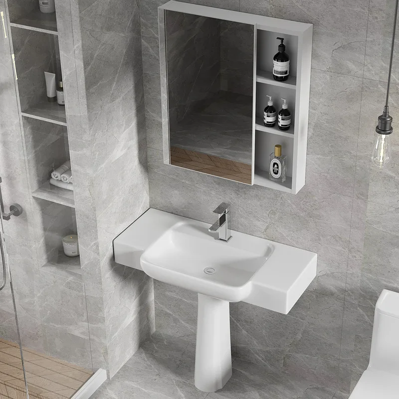 Household ceramic column basin wash basin integrated floor type wash bathroom table small apartment