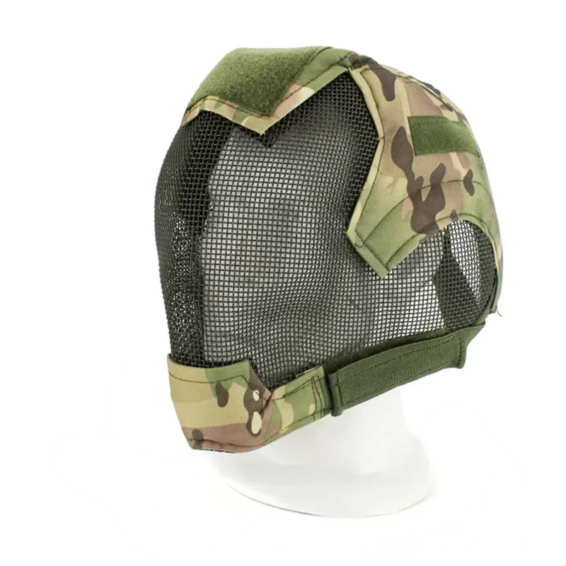 Mascarilla táctica de seguridad para Airsoft, máscara facial completa con malla metálica para juego de guerra, red de acero, protección para Paintball al aire libre, V6