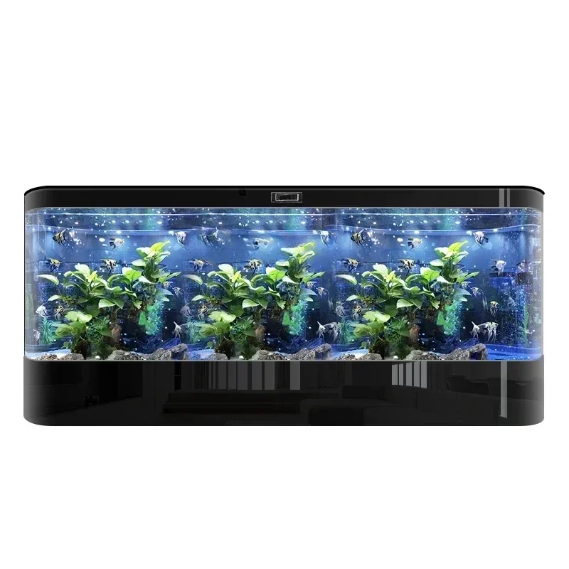 

Living room large new double round wall large back filter ecological landscaping Jinlong fish tank