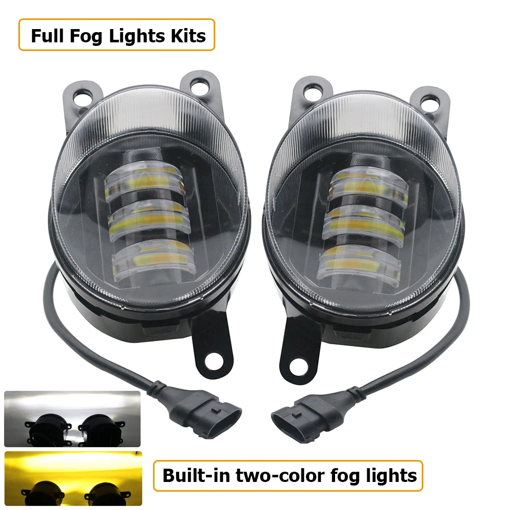 Car Fog Lamp Assembly Led Driving Lights with Lens White + Yellow Front DRL for Great Wall V200 V240 Steed Wingle 5 2010-2016