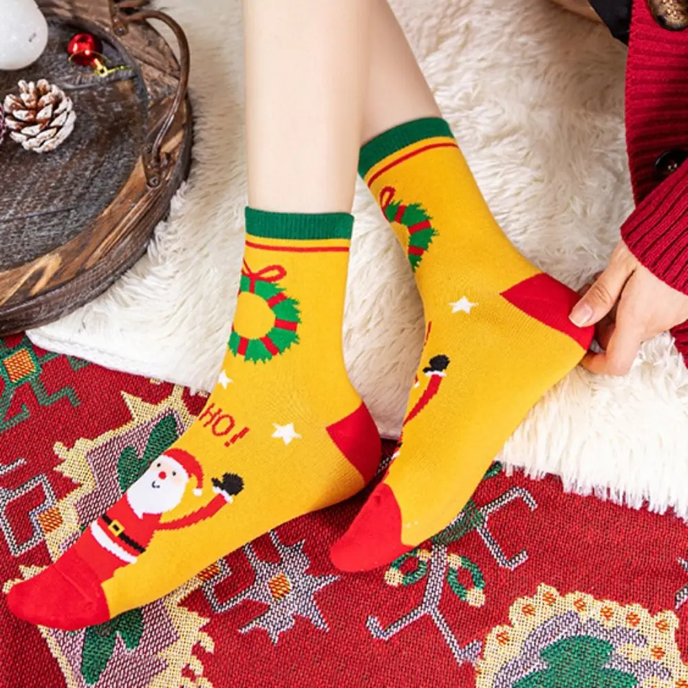 Comfortable Snow Christmas Socks Elk Cotton Santa Claus Socks Middle Tube Socks Thickened Cartoon Hosiery Ladies