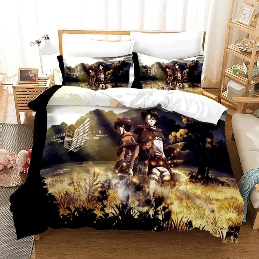 2026 3D Attack On Titan Bedding Set Single Twin Full Queen King Size Attack On Titan Bed Set Children Kid Bedroom Duvet Cover Se