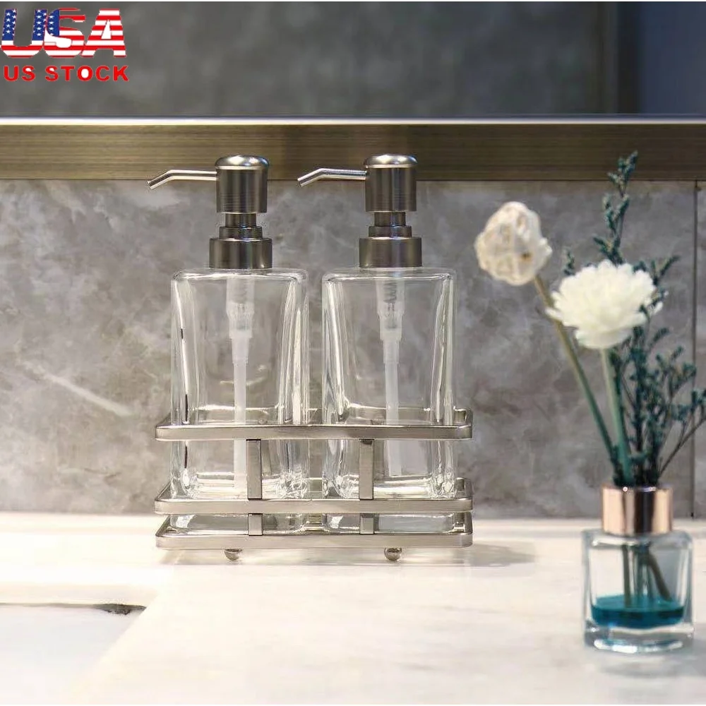 

Прозрачный насос для лосьона, набор из 2 предметов с матовым никелем, мыло и лосьон для кухни, ванной комнаты, органайзер, прочный элегантный дизайн