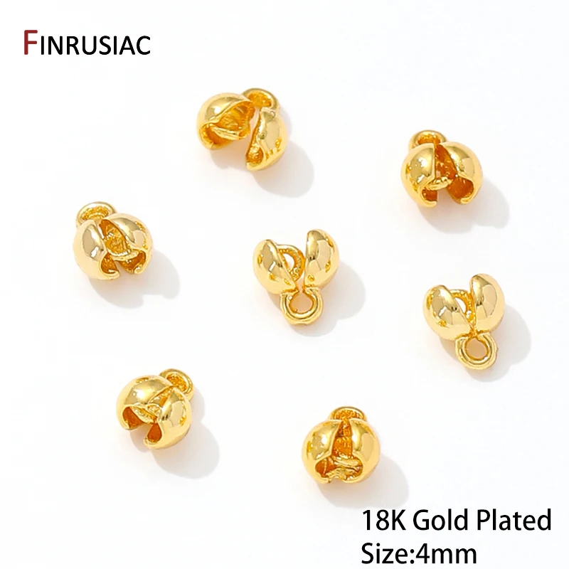 18K vergoldete Messing-End-Quetschperlen für die Schmuckherstellung, DIY-Armbänder-Zubehör, Perlenspitzen-Anschlüsse für Schmuckzubehör – Detail 15
