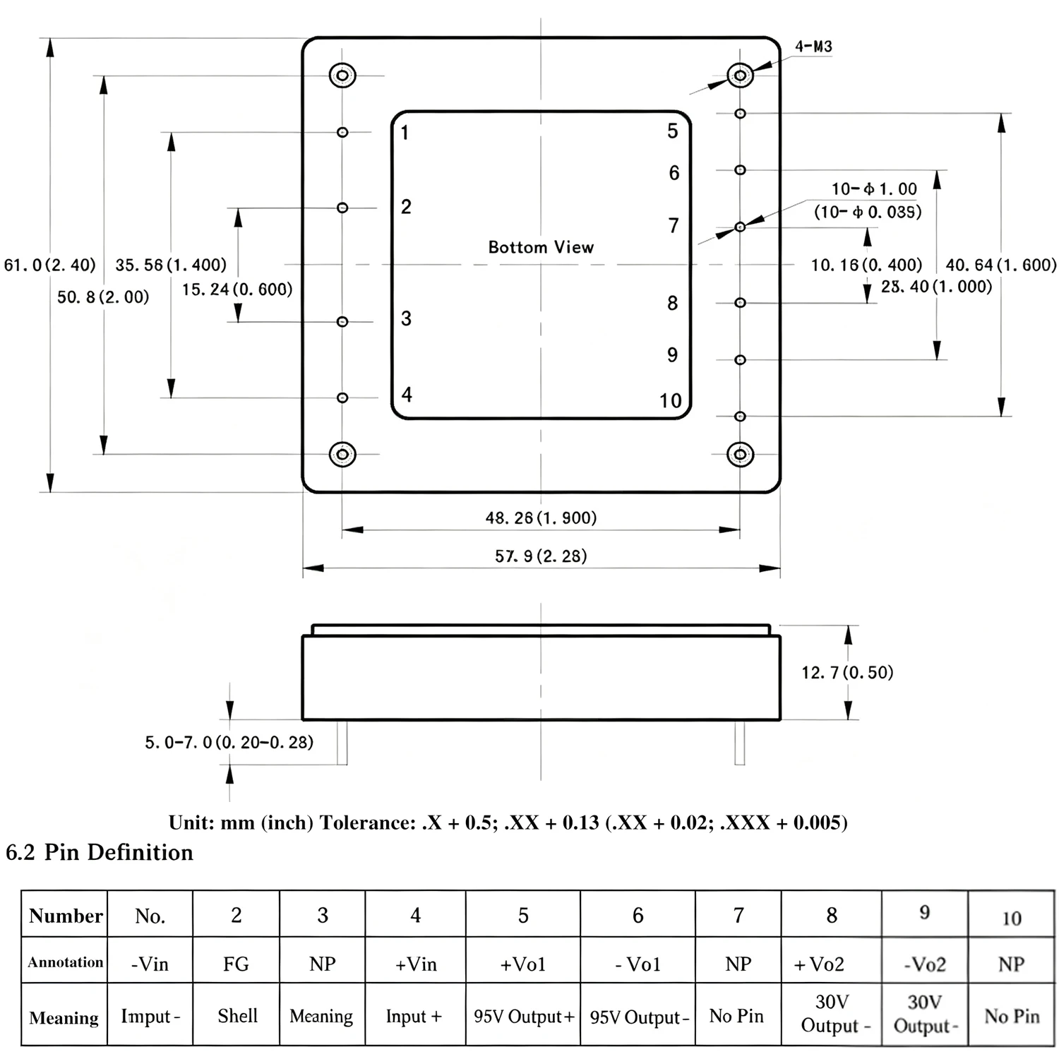 HDR‑09096DCG Half‑Brick Power Module Brand‑new 40‑60V Input Dual Output 95V 0.3A 30V 2A Aluminum Substrate DC‑DC Converter