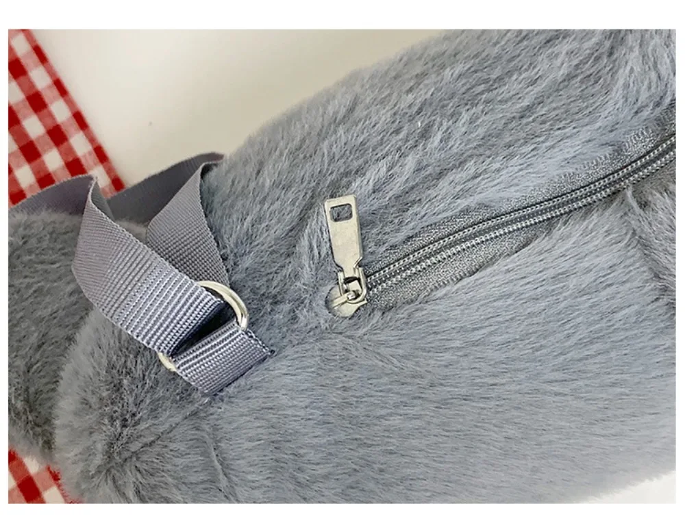 Modische Weiche Flauschige Niedliche Robben-Schultertasche Cartoon Leichte Handytasche Stoff Verstellbare Trageriemen Handtasche Damen-Accessoires – Detail 9