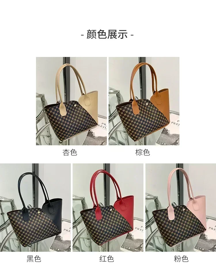 a-SW7 Women\'s Bag 2023 New Ladies Handbag Fashion Versatile Flower Material Splice Tote Cabbage Basket