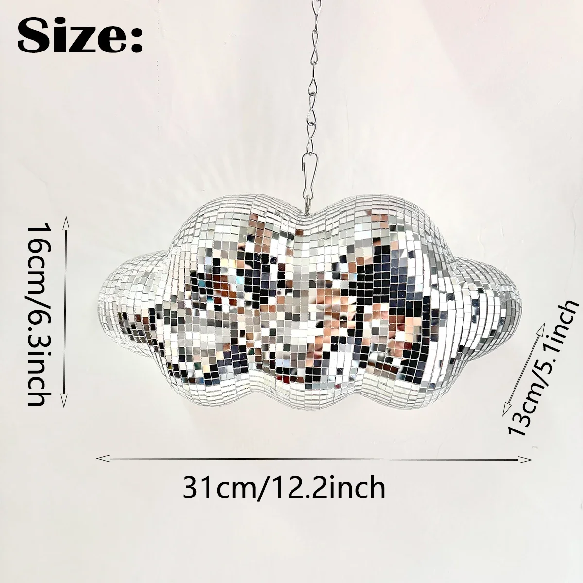Disco Cloud Hanging Mirror Ball Decoration for Wedding Party Home Bar Retro Room Decor with Chain Disco Mirror Ornaments