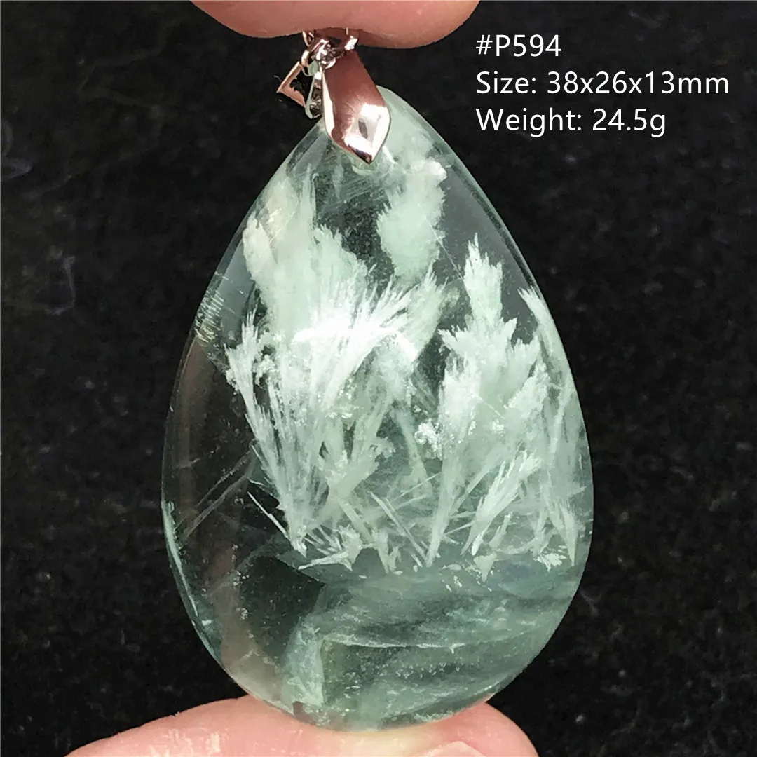 

Natural Green Feather Fluorite Crystal Pendant Jewelry For Women Men Love Gift Water Drop Beads Healing Silver Gemstone AAAAA