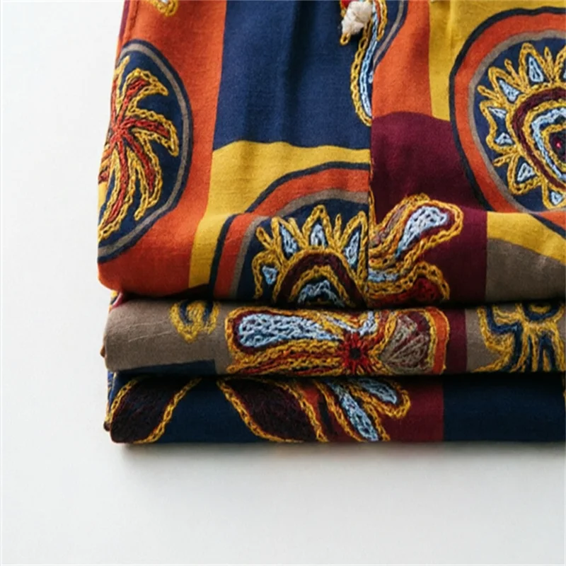 

2026 Summer Men Cotton and Linen Pants, Printed Drawstring Ankle Length Pant, Asian Size Men's Slacks. M-5XL