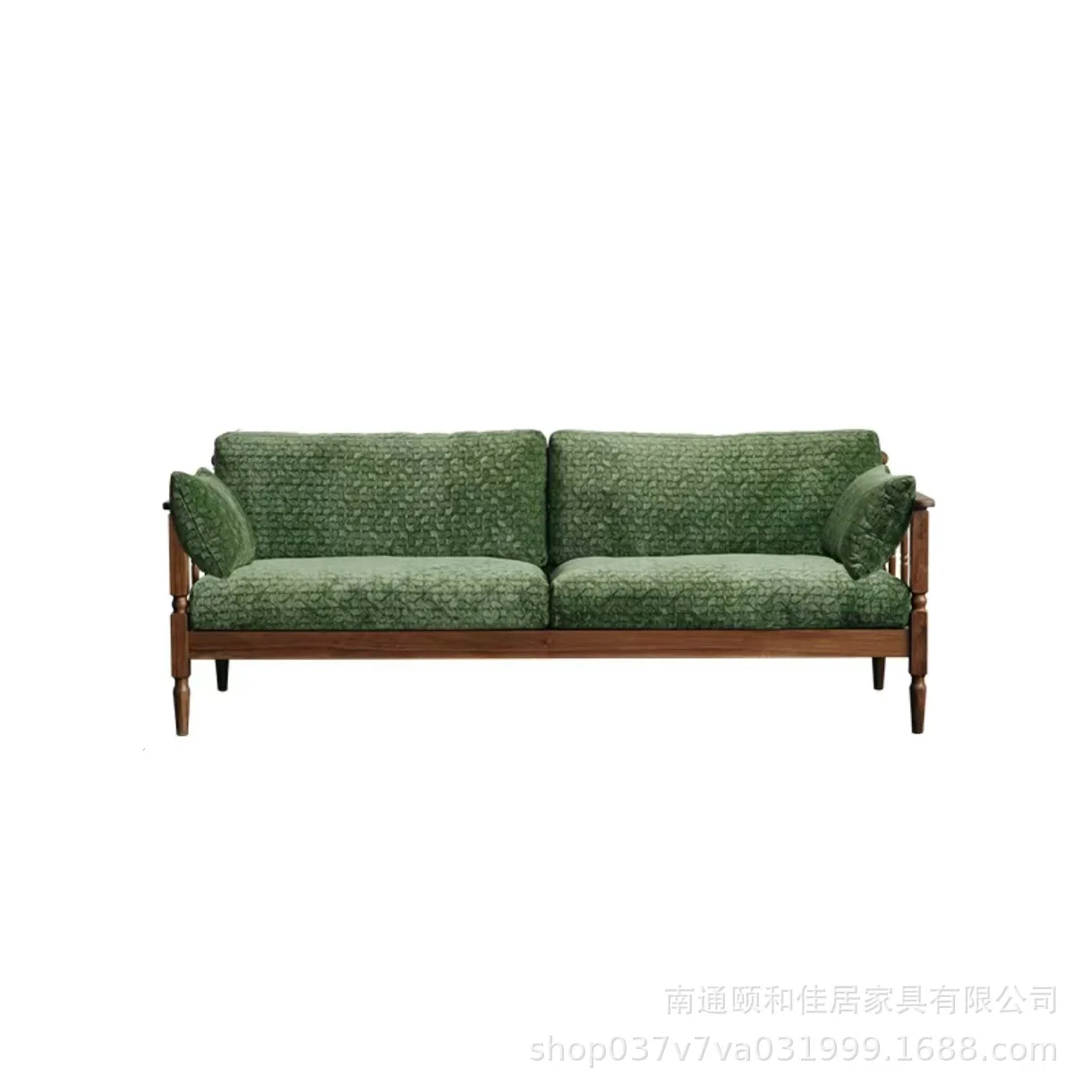 CX retro sofa furniture solid wood single multi-person green fabric small apartment living room sofa