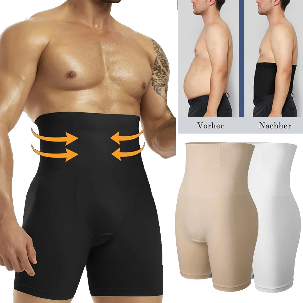 Herren High-Waist Bauchkontroll-Shapewear-Shorts Kompressions-Schlankheits-Bodyshaper Nahtlose Unterwäsche Boxershorts