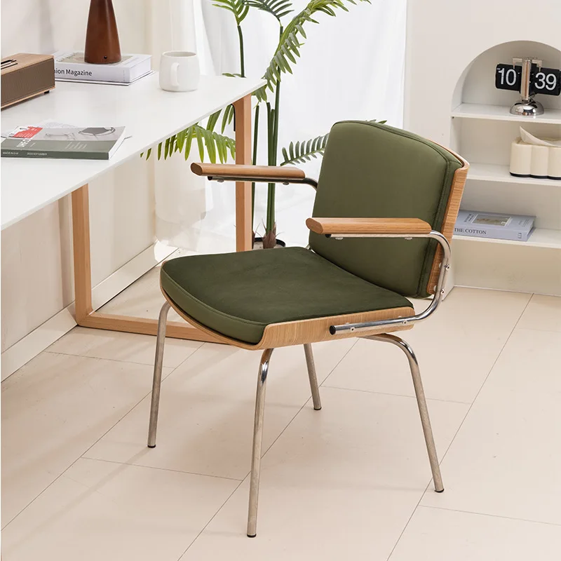 

Medieval leisure chair Nordic retro lazy simple backrest dining chair small apartment home study replica single chair