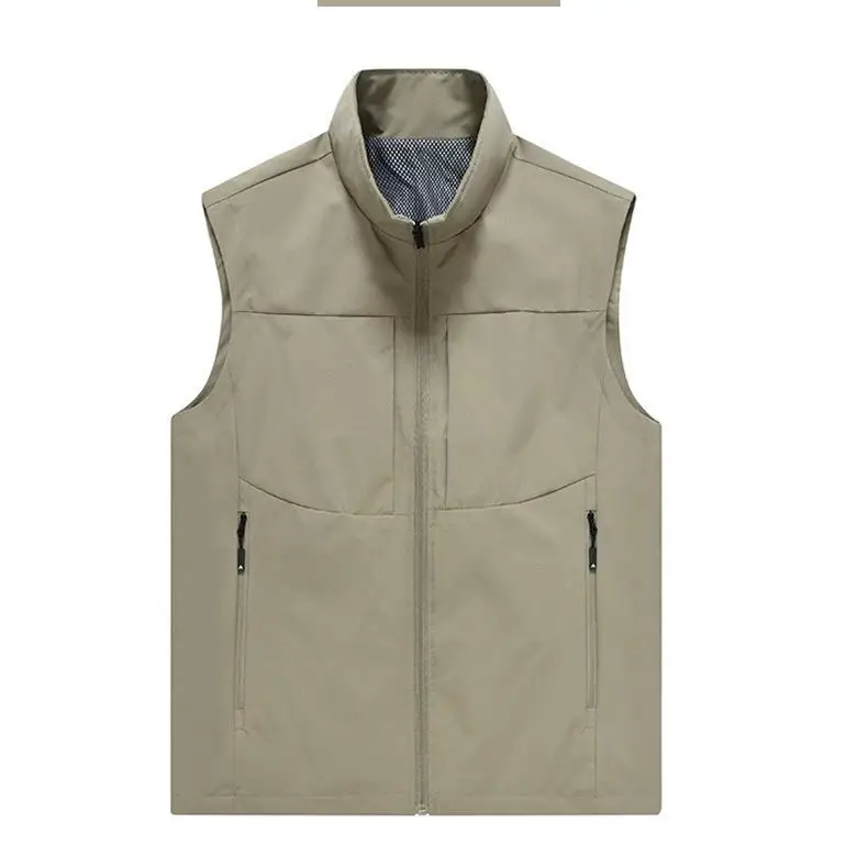 Wear oversized 2024 autumn winter stand-up collar clip handsome male outdoor travel sports vest sleeveless coat