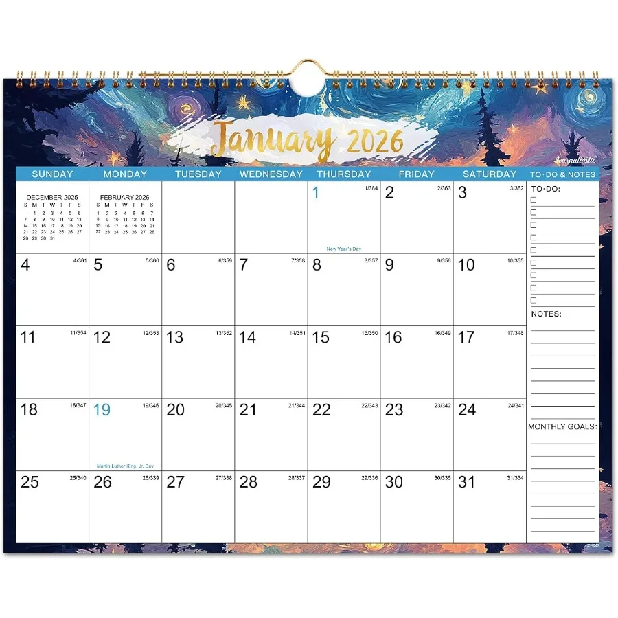 

2026 Calendar - 2026 Wall Calendar January 2026 - December 2026 15" x 11.5" 12 Monthly Wall Calendars Twin-Wire Binding + Hangi