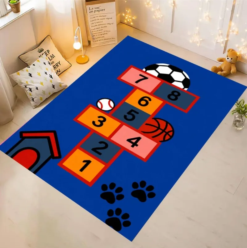 Rectangular Area Rug Hopscotch Number Printed Non Slip Floor Mat Soft Decorative Carpet for Indoor Play Space Home  Carpets