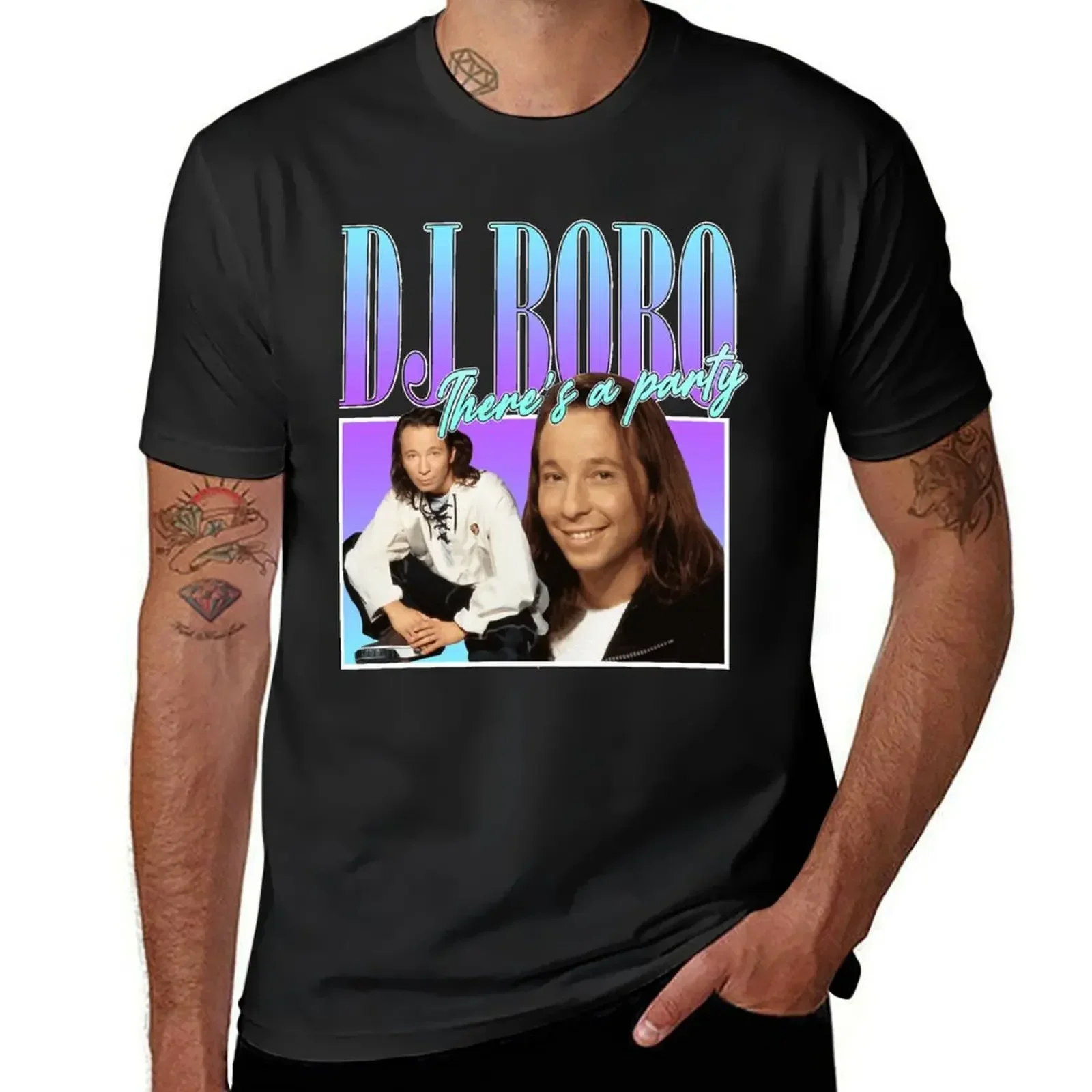 DJ Bobo 90s Style Eurodance T-Shirt plain animal prinfor boys boys whites Men's t-shirt