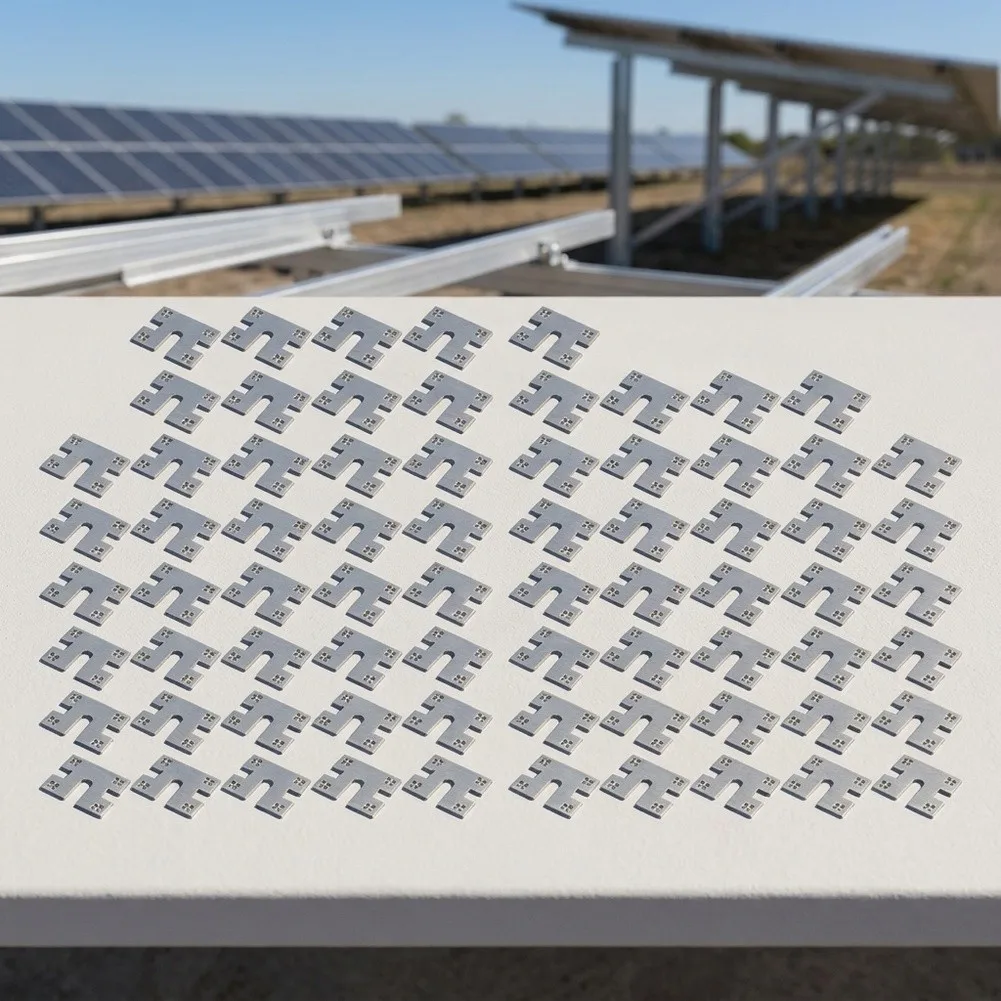 100Pcs Solar Panel Grounding Clip 40x50mm Stainless Steel PV Mounting Bracket Lug For Roof For Carport Greenhouse Rail System