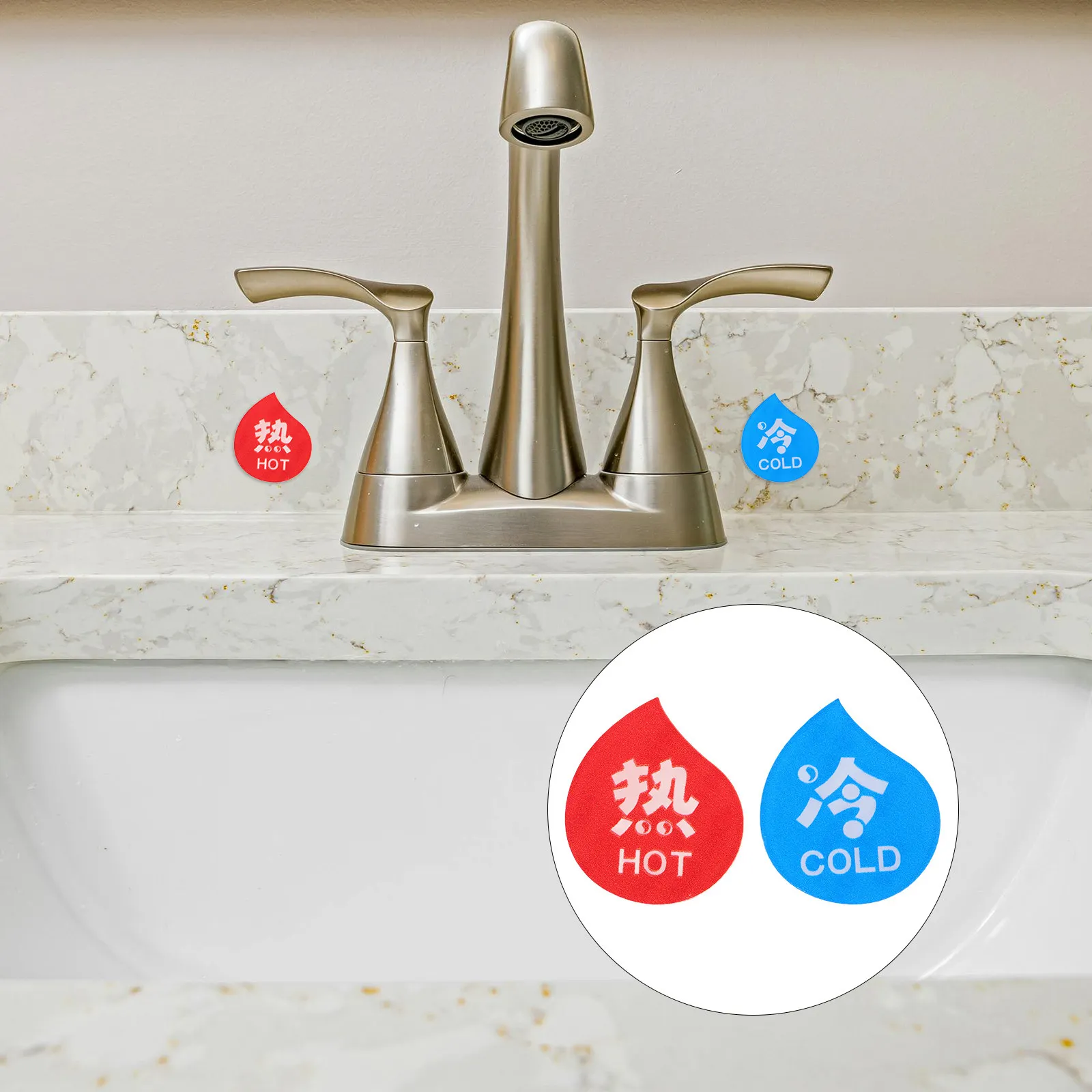 5 Pairs Water Hot Cold Warning Labels – Clear Acrylic Safety Stickers for Bathroom Hotel Office Restaurant